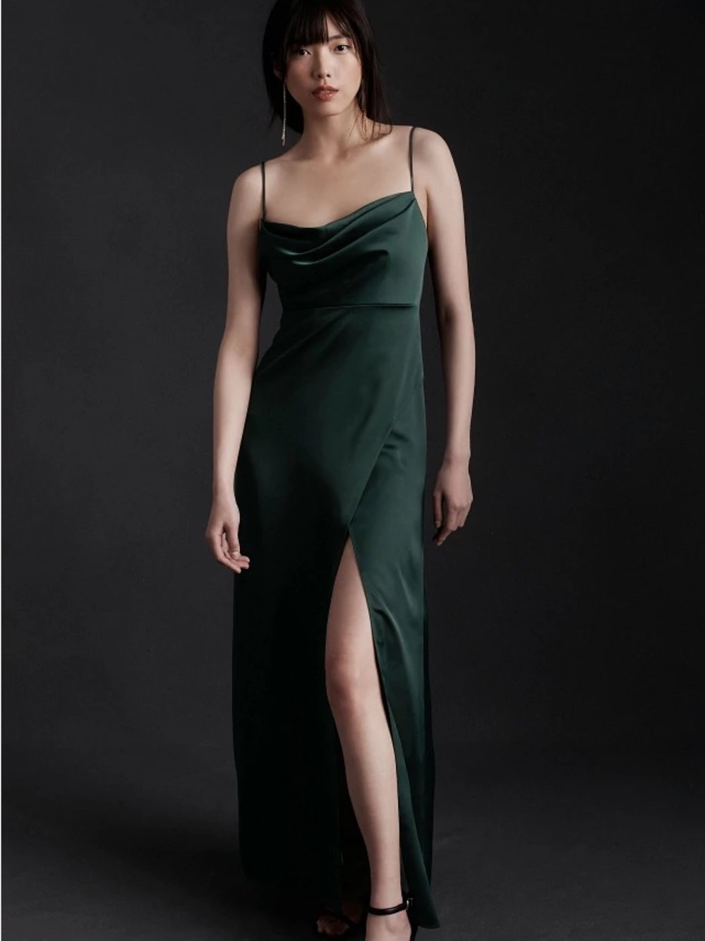 BHLDN Remy Cowl Neck Satin Dress